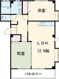 コーポアルカス 3階2LDKの間取り