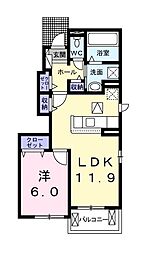 ボニート・アンジュ・クロシェットA 1LDKの間取図画像