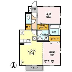 セジュール桜つつみ 2LDKの間取図画像