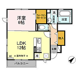 ラペズマン 1階1LDKの間取り