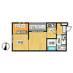 サンライズ豊田 1階1DKの間取り