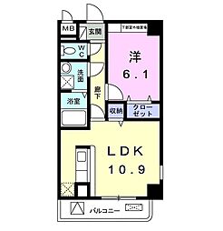 PiaK-3 1LDKの間取図画像