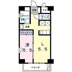 コリドールサン 3階1DKの間取り