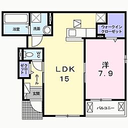 インアミティ 1LDKの間取図画像