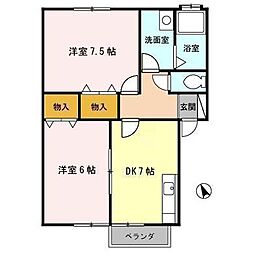 セジュール陽　ＡＢ 1階2DKの間取り