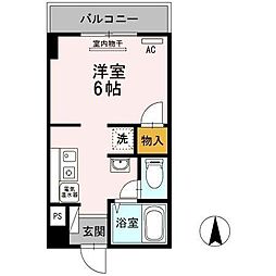 ベルメゾン新見 3階ワンルームの間取り
