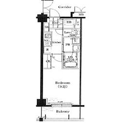 ホーリーフォート南平岸 2階1Kの間取り