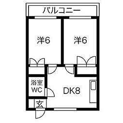コーポ・ハピネス 2DKの間取図画像