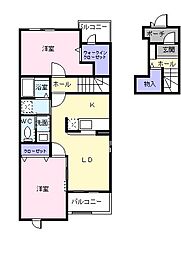 アルドーレ 2階2LDKの間取り