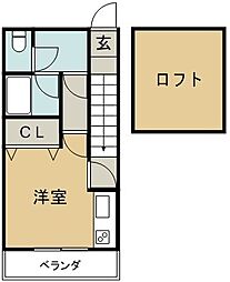 ラヴィ・アン・ドゥ　II 2階ワンルームの間取り