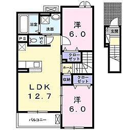 クイスクアム2 2LDKの間取図画像