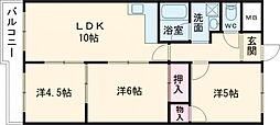 グリーンフィールド平城山 3LDKの間取図画像