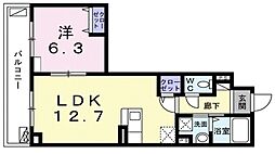 シャルフィー 1階1LDKの間取り