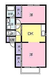 グランブルーＡ 1階1LDKの間取り