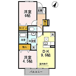 レイジー ／ コータン　レイジー 1階2DKの間取り