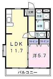 イル・コリーヌ2 1LDKの間取図画像