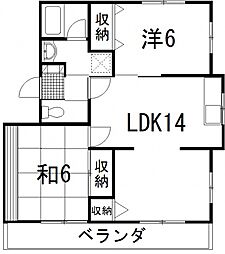 JR山陽本線 西条駅 徒歩21分の賃貸マンション 2階2LDKの間取り