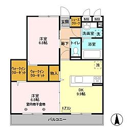東武東上線 みずほ台駅 徒歩14分の賃貸アパート 2階2DKの間取り
