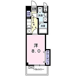 フレグランスヴィレッジ京田辺2 1Kの間取図画像