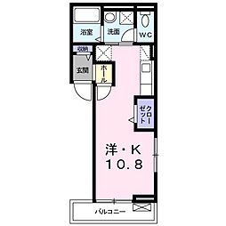 アメリドヴァンラガール ワンルームの間取図画像