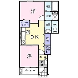 エレガンツァ・ピアッツァ1 2DKの間取図画像