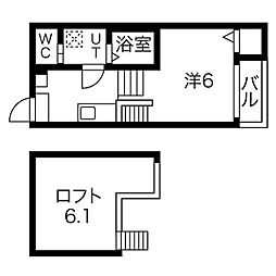 ウエストゼロ 2階1Kの間取り
