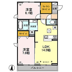 Ｂｅｌｌ 18 1階2LDKの間取り