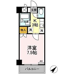 ネオシティー長町 6階1Kの間取り