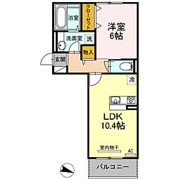 D-roomK&Y穴生 1LDKの間取図画像