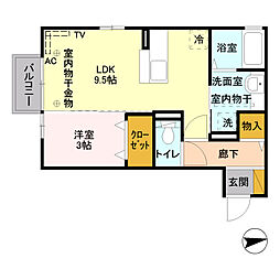 アベニール 1LDKの間取図画像