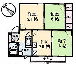 フレグランスＹＵＲＩ　Ａ棟 1階3DKの間取り