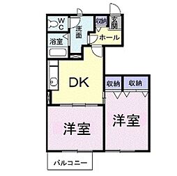 プレサイト天神川 1階2DKの間取り