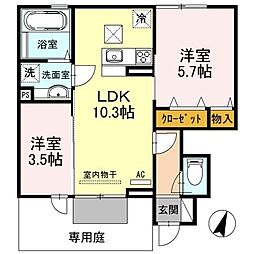 ウィット垂水2 2LDKの間取図画像