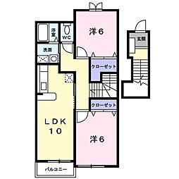 フィオレンテ1 2LDKの間取図画像