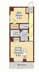 シティパル大分駅南 1LDKの間取図画像
