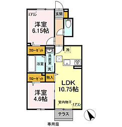 Flare Hills 1階2LDKの間取り