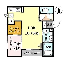 アラータ敦賀 1階1LDKの間取り
