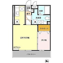 ツーファイブ 1階1LDKの間取り