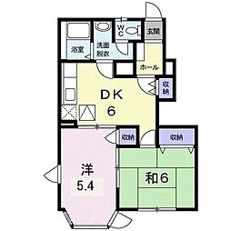 グランディールK 2DKの間取図画像