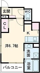 アウローラ長束西 1階1Kの間取り