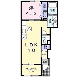 クオーレB 1LDKの間取図画像