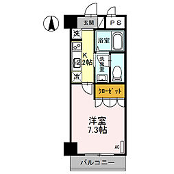 グリーンフィール大宮 8階1Kの間取り