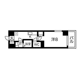 KDXレジデンス南草津 13階1Kの間取り