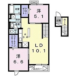 スカイホームグリーンヒル 2LDKの間取図画像