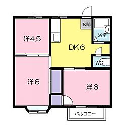 パレス下烏須井B 2DKの間取図画像