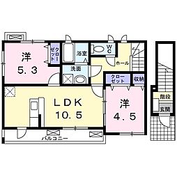 フィオレ・コート1 2LDKの間取図画像