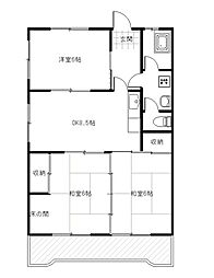 エクセル山一 2階3DKの間取り