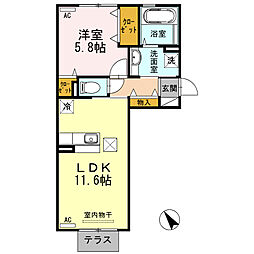 サニーヒルズ 1LDKの間取図画像