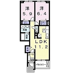 ソレイユ 2LDKの間取図画像