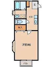 サンシティ沖野Ｃ 1階1Kの間取り